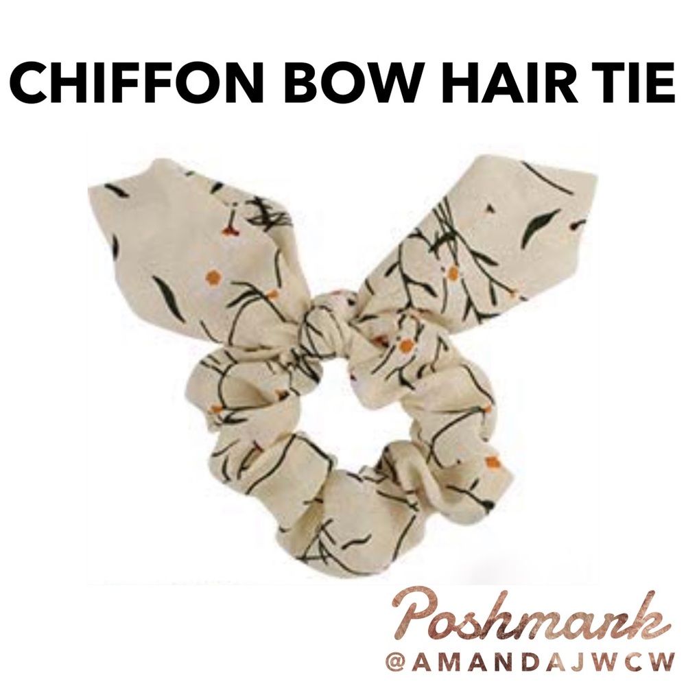 Chiffon Bow Hair Tie Scrunchie- Modern Floral